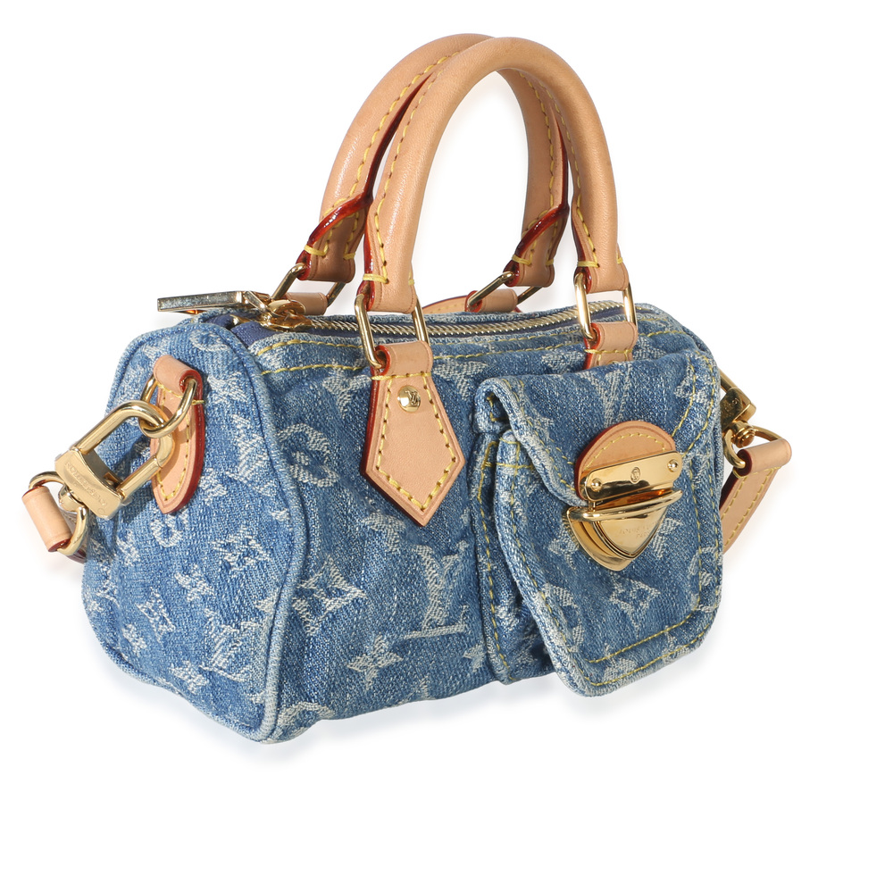 Louis Vuitton Blue Monogram Denim Nano Speedy - Picture 3 of 8
